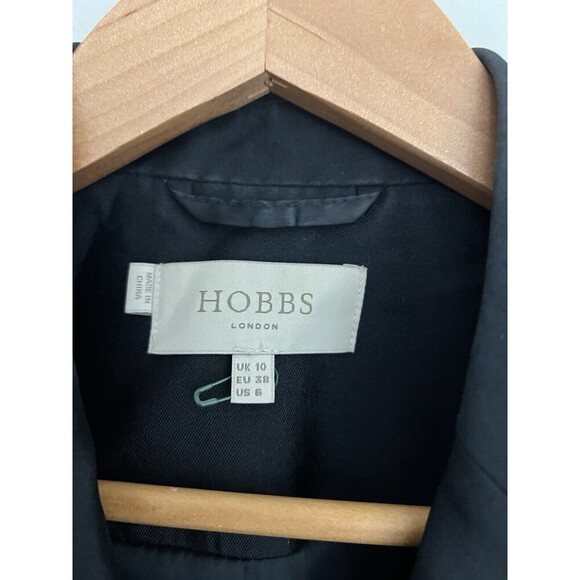 Hobbs London Black Cropped Blazer Tailored Wool Silk Blend US 6 Classic Office - Picture 6 of 7